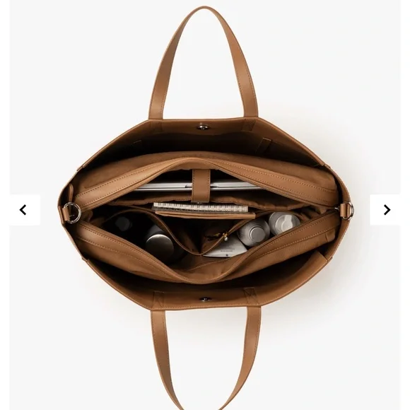 Calpak Haven 16" Laptop Tote Bag in Toffee Career Purse - Picture 3 of 16